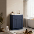 Classic Wooden Storage Base Cabinet With Drawer Adjustable Shelf Soft Close Door Navy Blue By Gdfstudio