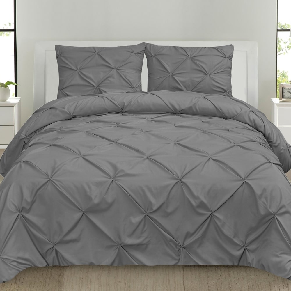 Classic And Chic Pintuck Pinch Pleated 3 Piece Comforter Set
