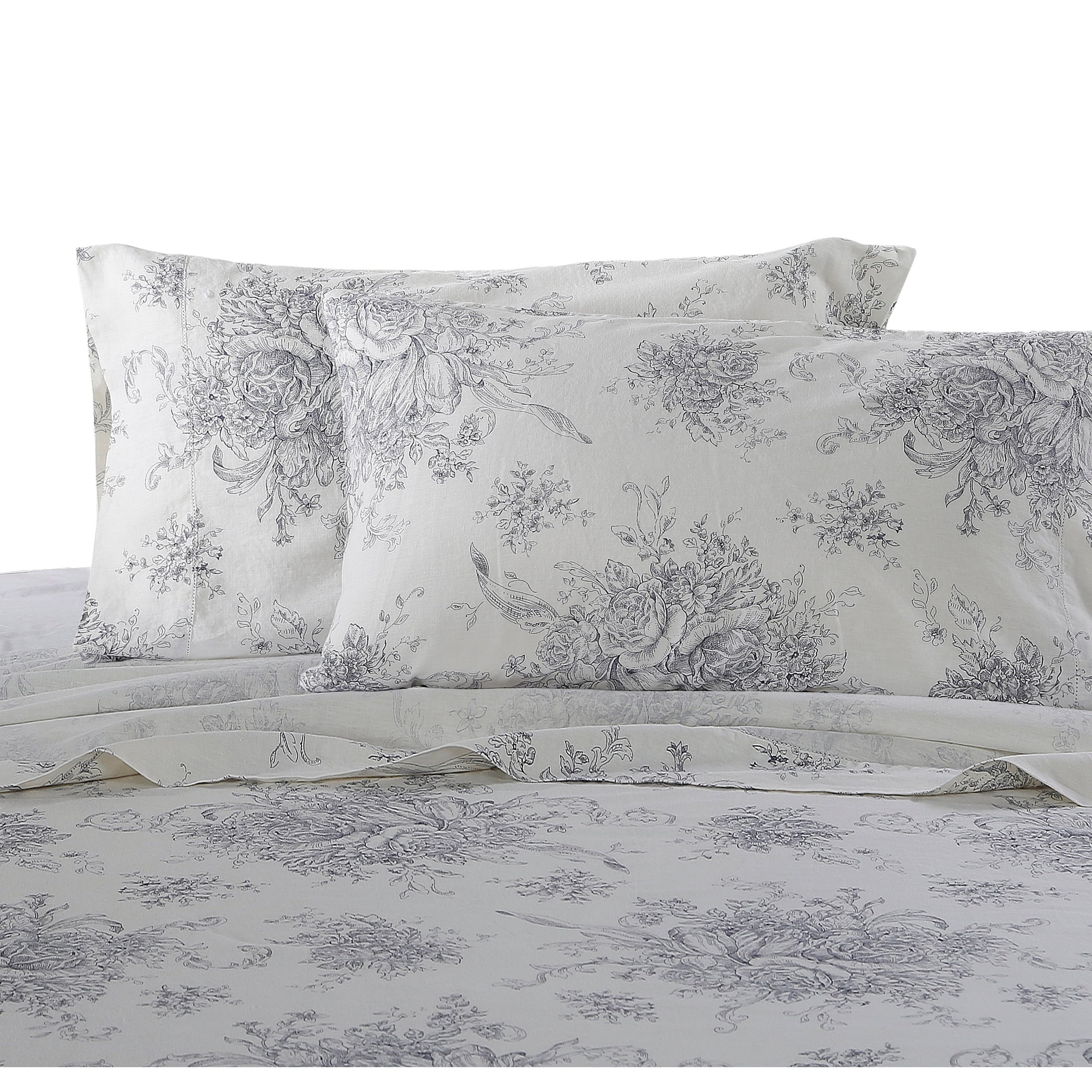 Classical Linen Cotton Collection Natural Printed Toile Sheet Sets