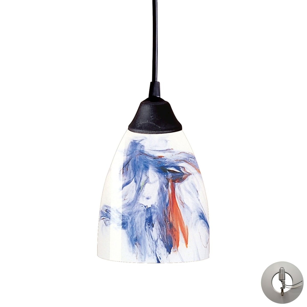 Classico 5 Inch Wide 1 Light Pendant In Dark Rust With Fire Red Glass 5In W X 5In D X 7In H