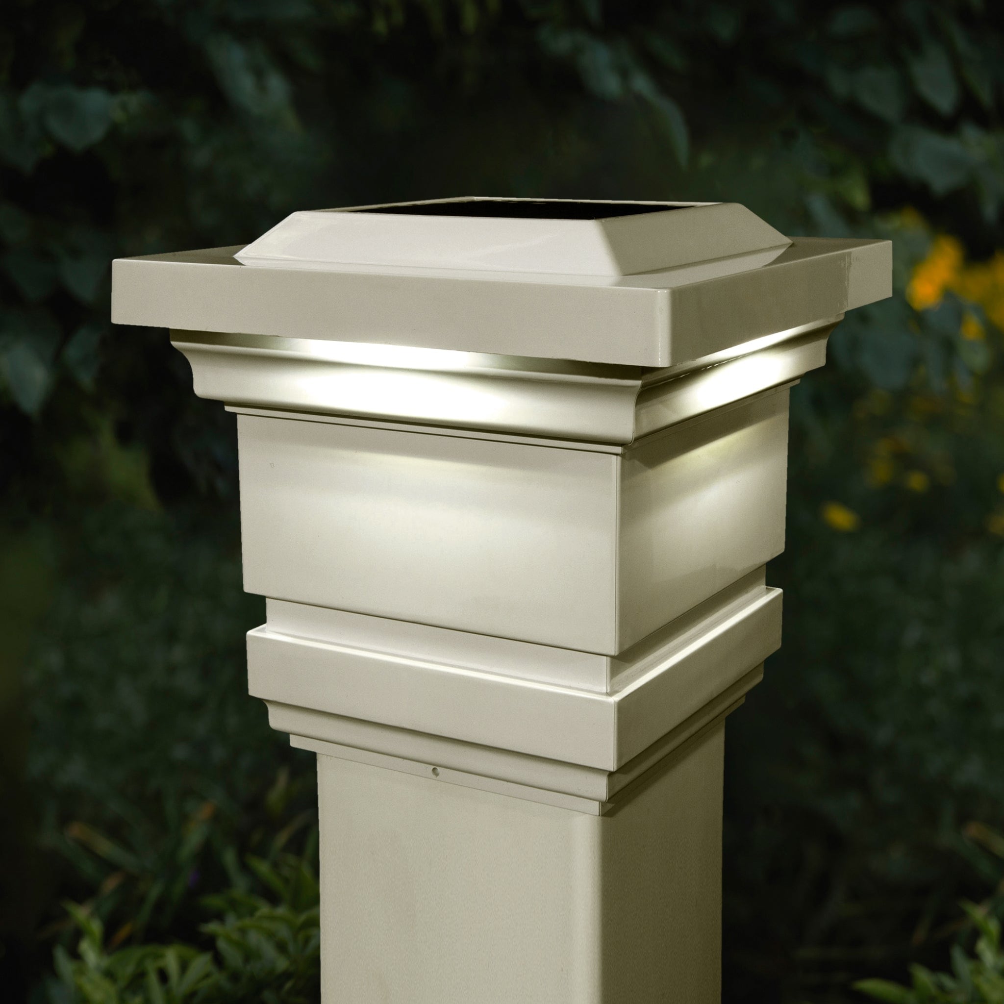 4X4 Tan Pvc Classy Solar Post Cap Set Of 2