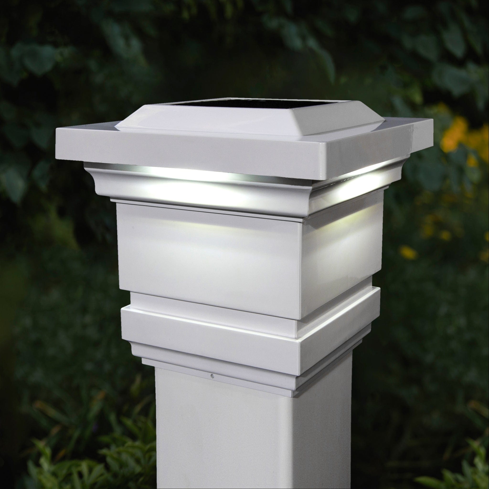 4X4 White Pvc Classy Solar Post Cap Set Of 2