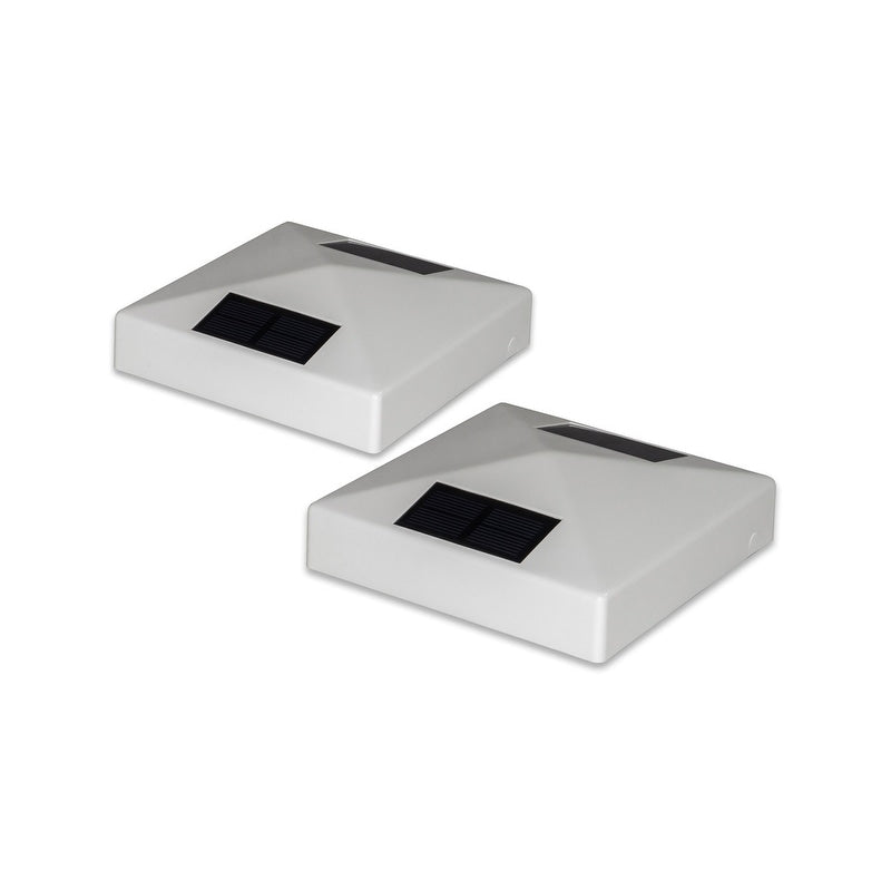 5X5 White Pvc Pyramid Solar Post Cap Set Of 2