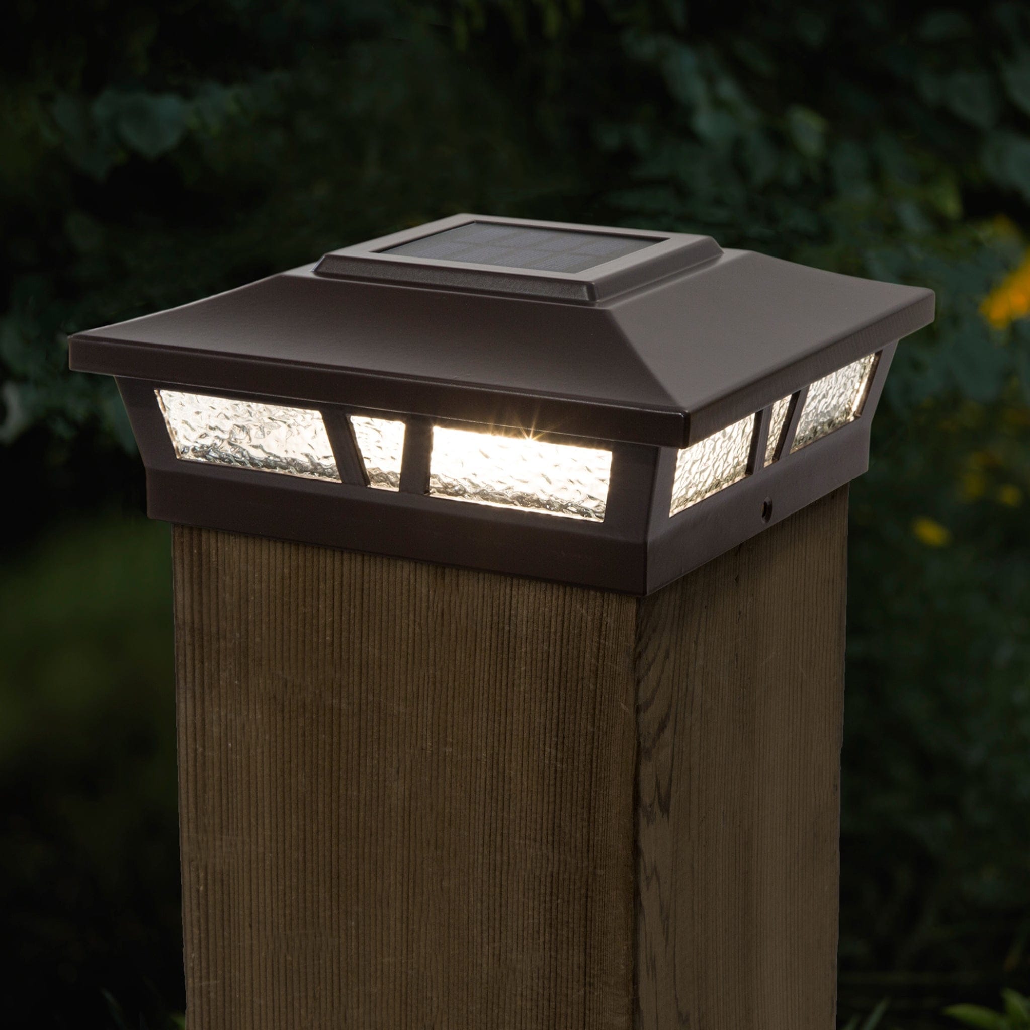 6X6 Brown Aluminum Oxford Solar Post Cap Set Of 2