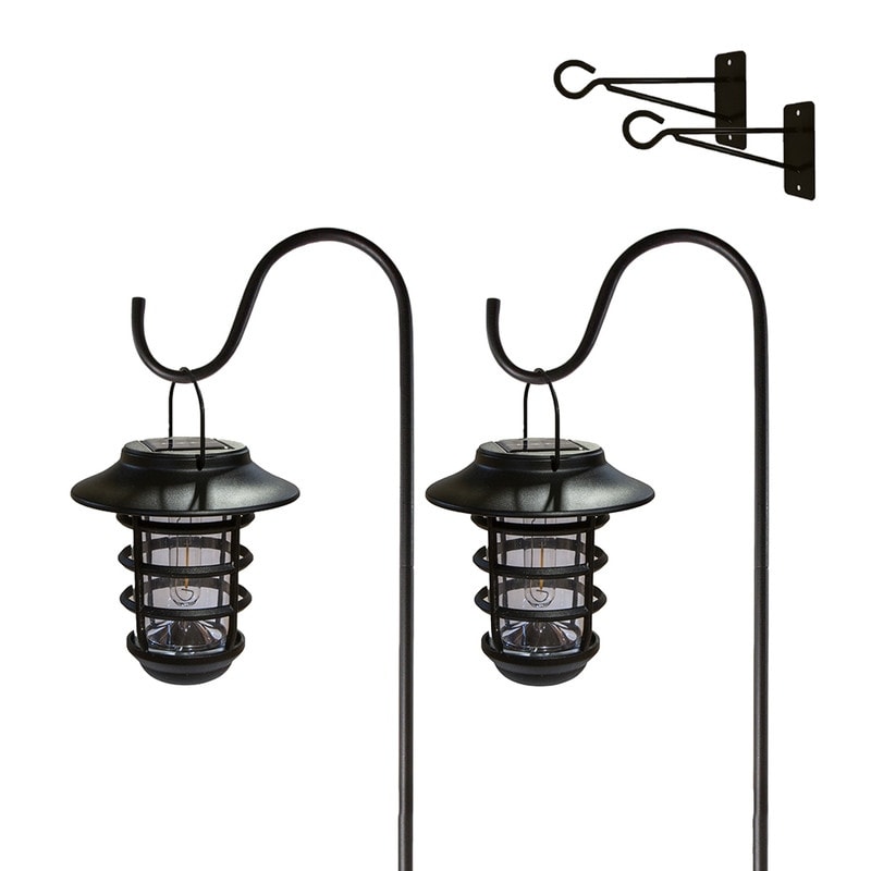 Black Aluminum Nottingham Solar Hanging Coach Light Set Of 2