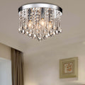 Claudia 4 Light Chrome Finish Flush Mount With Clear Crystal Drops