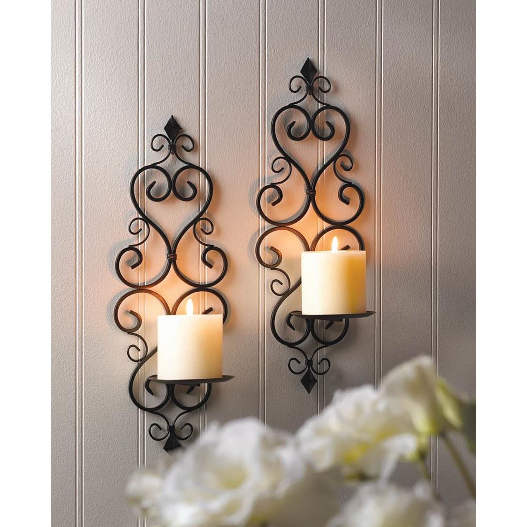 Claudia Scrolling Wall Candle Holder Set Of 2