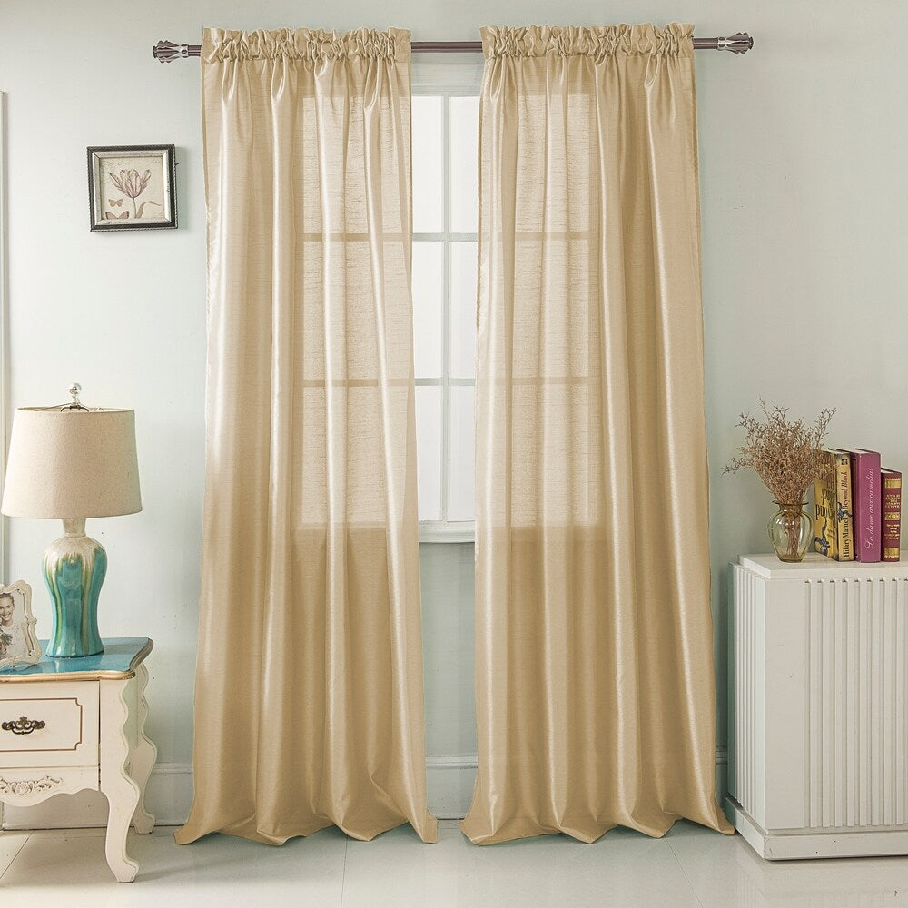 Porch Den Eads Faux Silk 90 Inch Rod Pocket Curtain Panel