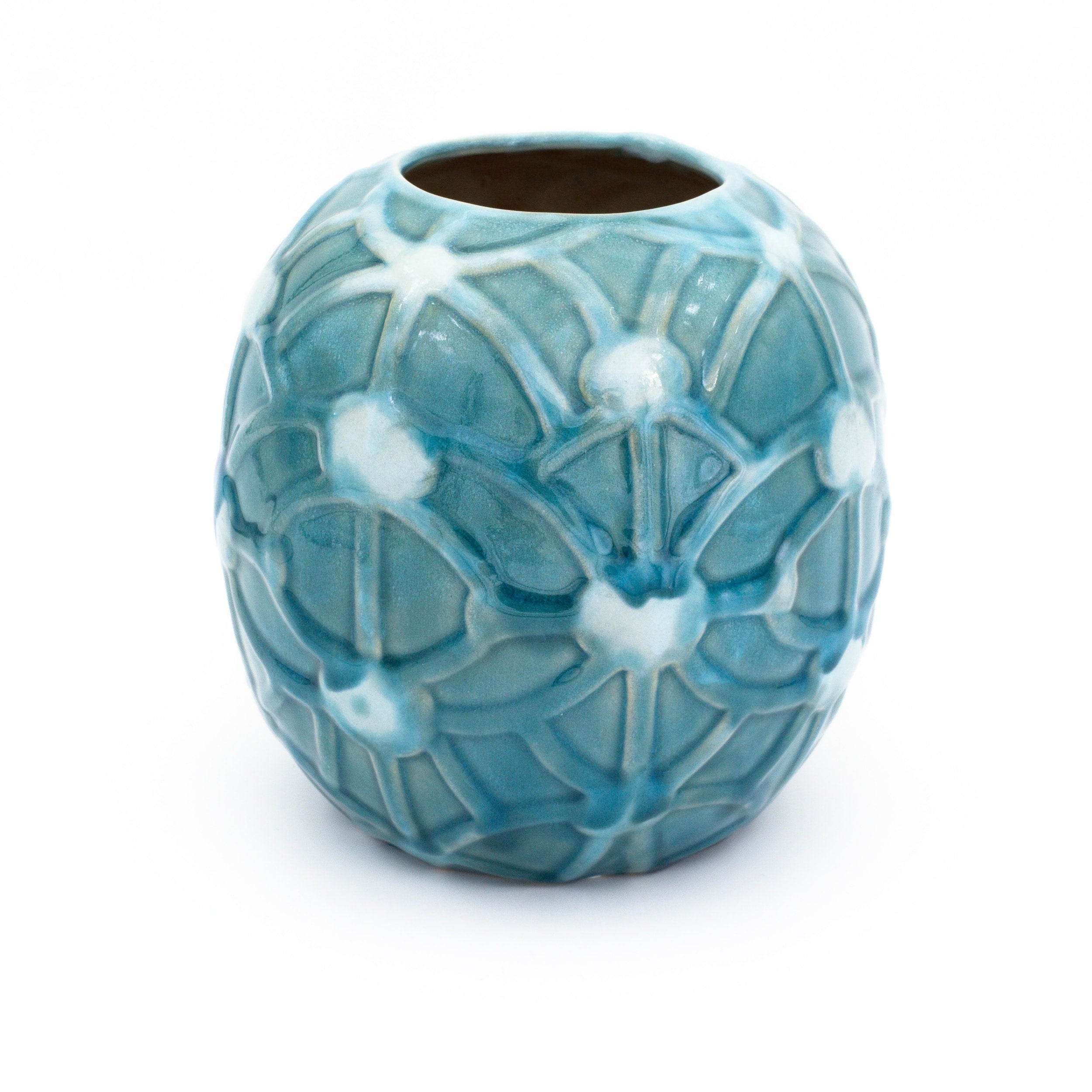 Claybarn Grotto Aqua Round Rope Vase