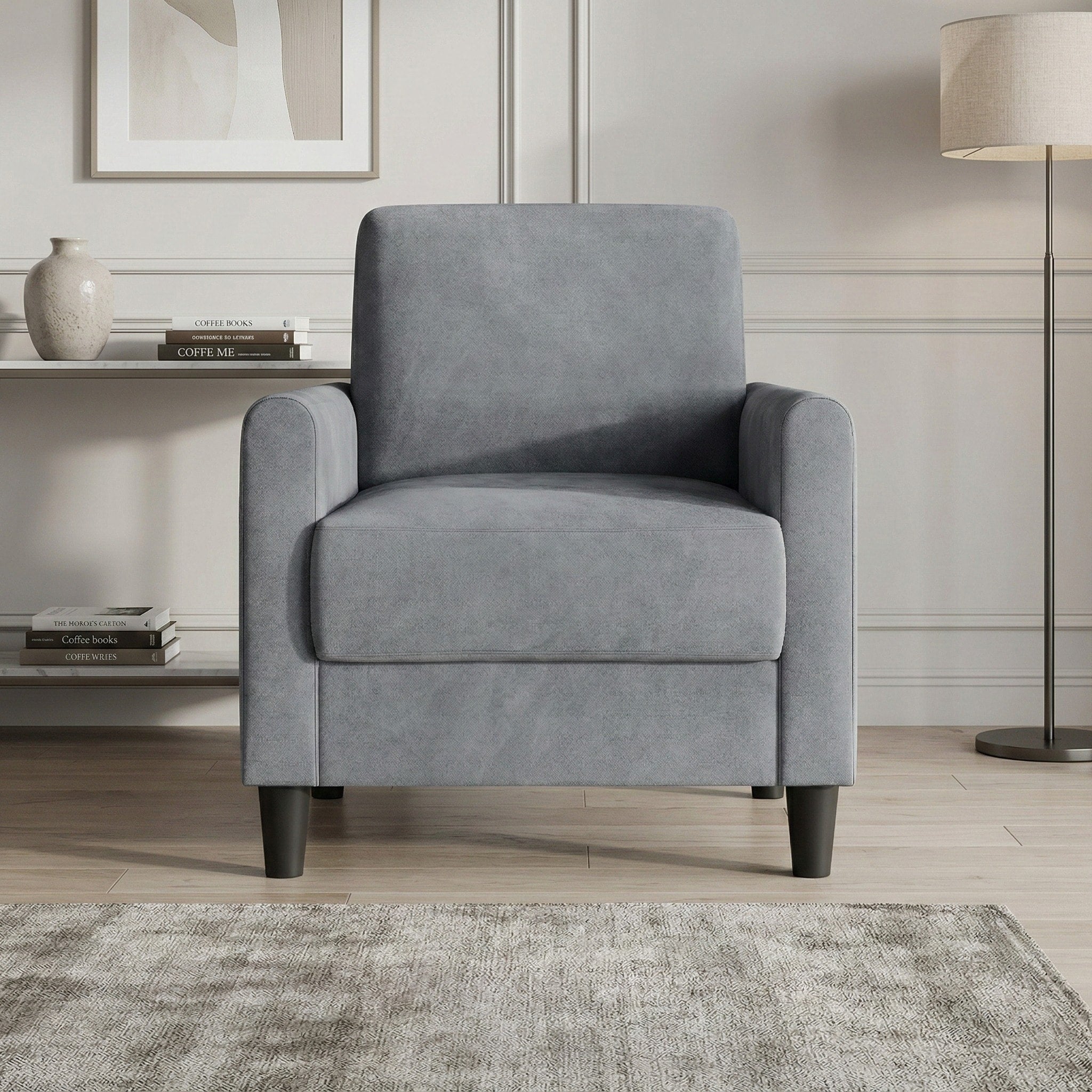 Clayfell Goliad Velvet Armchair With Pocket Spring Soft Cushions Clean Lines Design