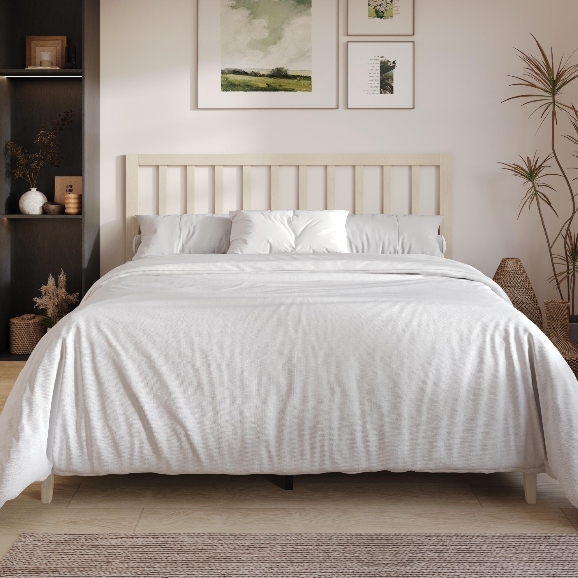 Clayfell Lancaster Platform Bed Frame With Slatted Headboard No Box Spring Required Easy Assembly
