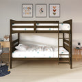 Clayfell Lorain Twin Over Twin Solid Wood Bunk Bed With Sturdy Guardrails And Ladder Easy Assembly