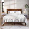 Clayfell Oxnard Solid Wood Platform Bed Frame With X Pattern Headboard And Full Slat Support System