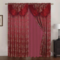 Clayton Jacquard 84 Inch Rod Pocket Curtain Panel Pair With Attached 18 Inch Valance Set Of 2