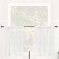 Clean Window Textured Slub Stripe Anti Dust Linen Blend Sheer Cafe Curtain Pair