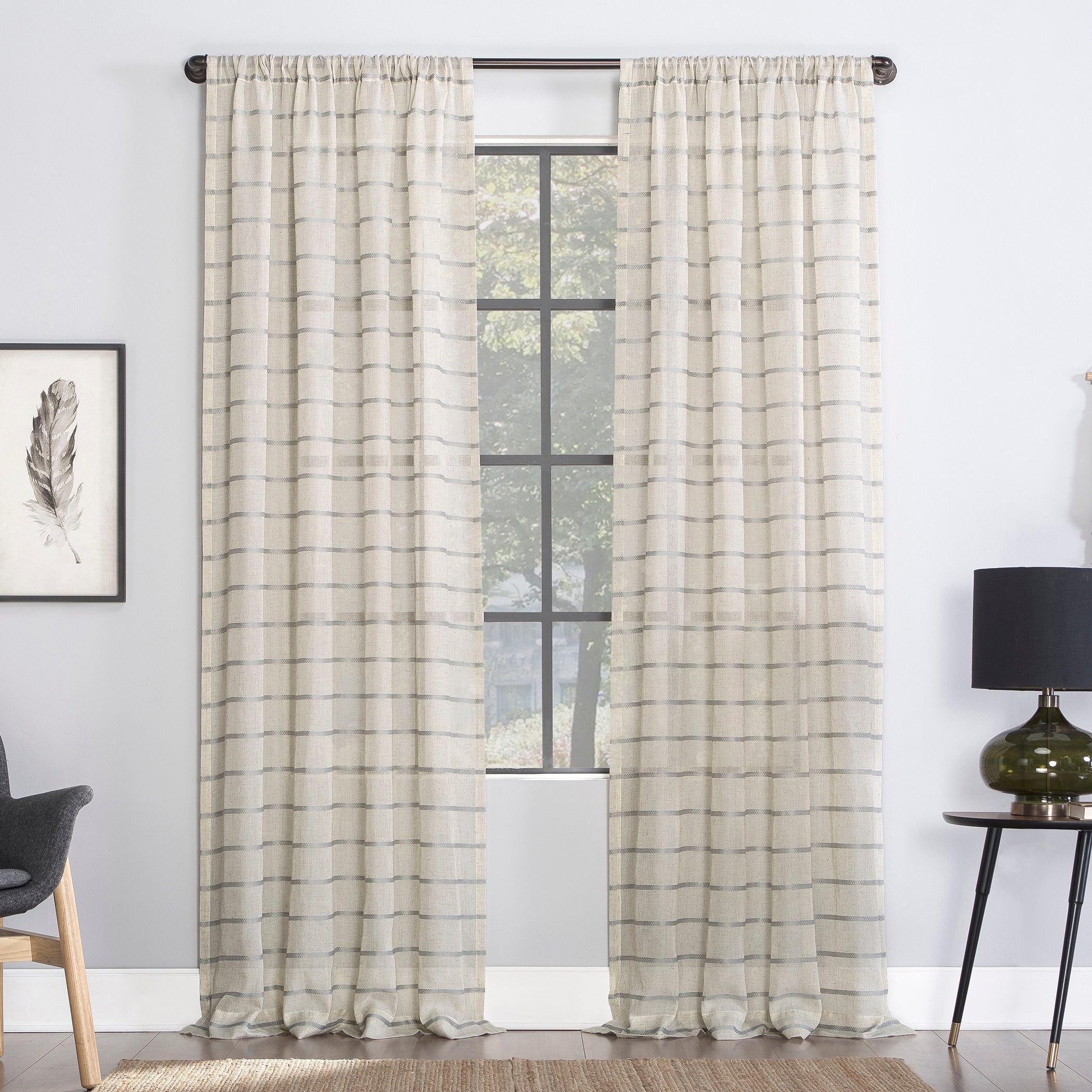 Clean Window Twill Stripe Anti Dust Curtain Panel