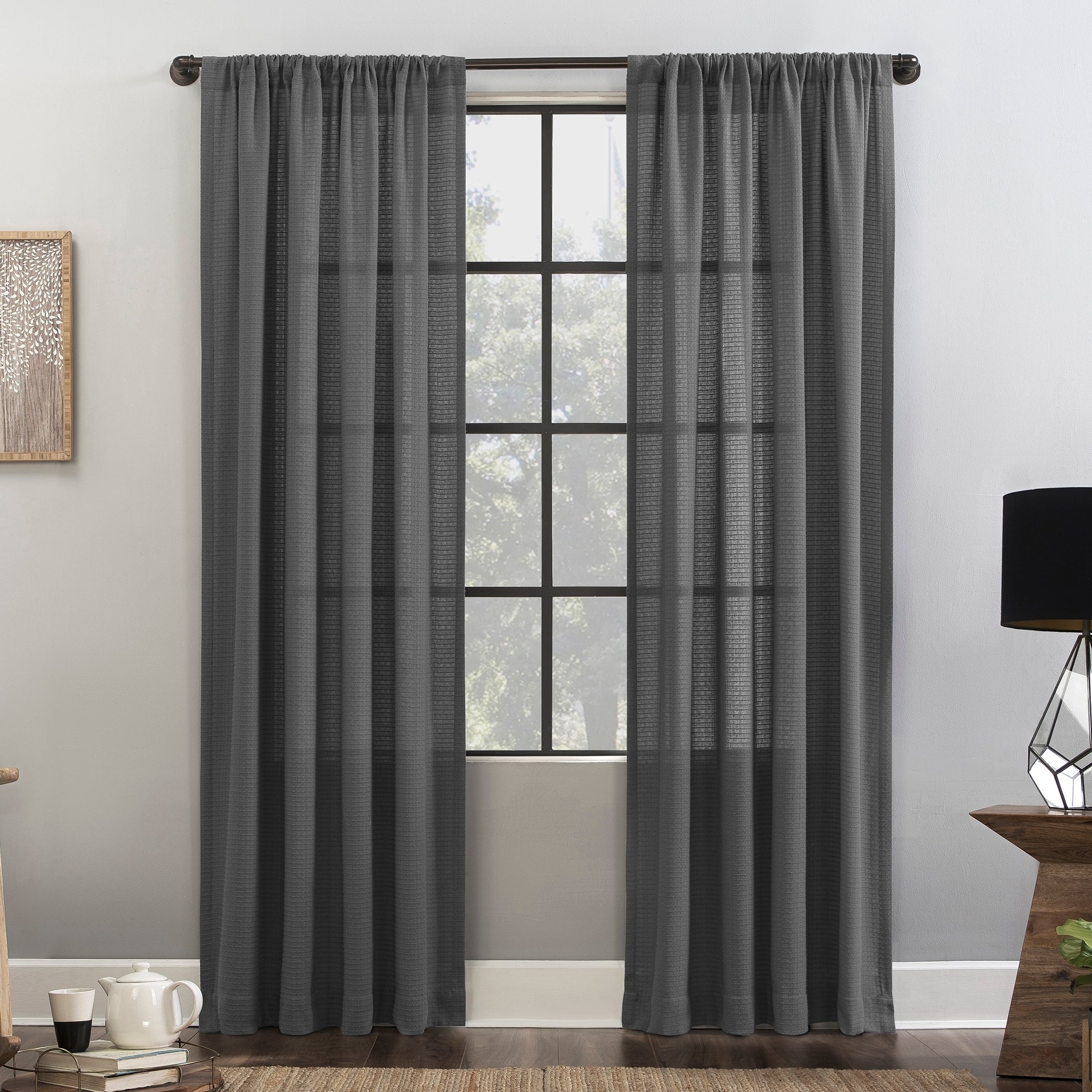 Clean Window Waffle Texture Anti Dust Curtain Panel