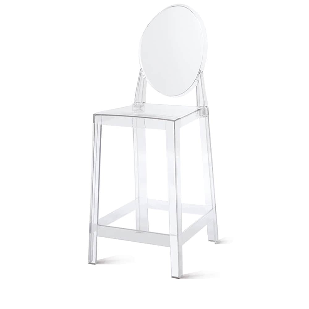 2Xhome Clear 25 Seat Height With Back Modern Plastic Side Bar Stool Counter Stool Accent Armless Crystal Home Office
