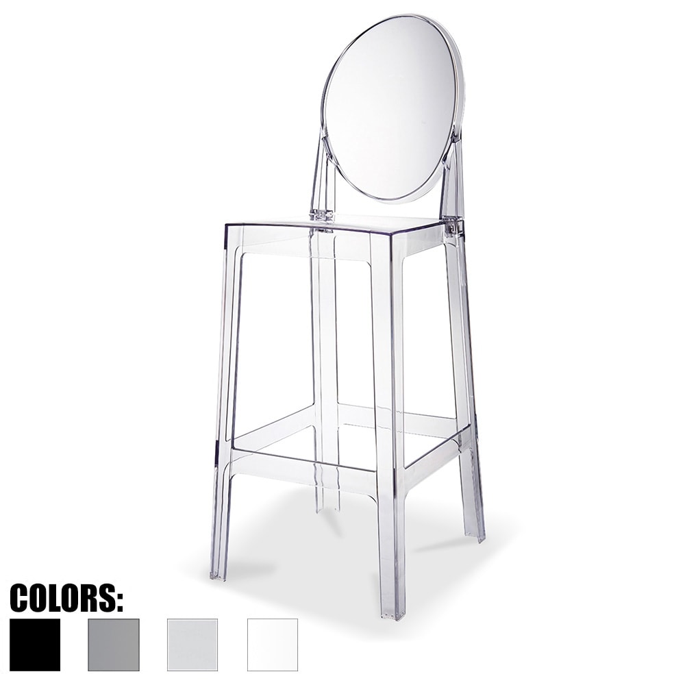 2Xhome Clear 30 Seat Height Barstool Modern Plastic Side Bar Stool Counter Stool Accent Stool Lounge No Arms Armless