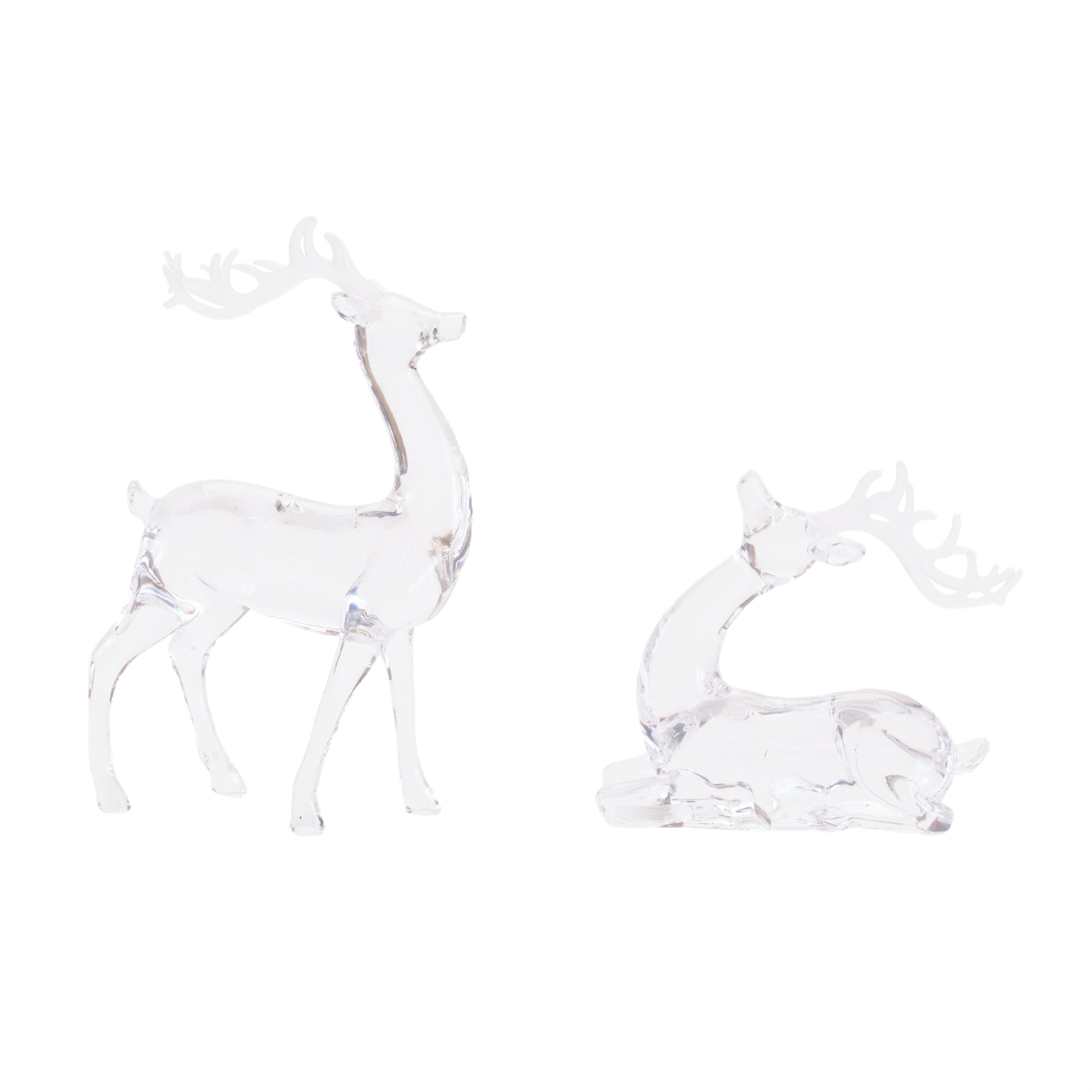Clear Acrylic Deer Figurines Set Of 2