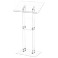 Clear Acrylic Presentation Lectern Pulpits Transparent Podium Stand With Tilted Wide Top And Shelf