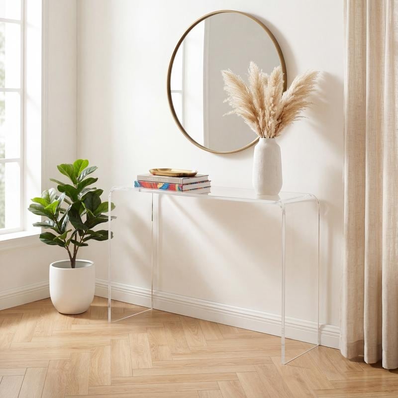 Clear Acrylic Waterfall Console Table Large