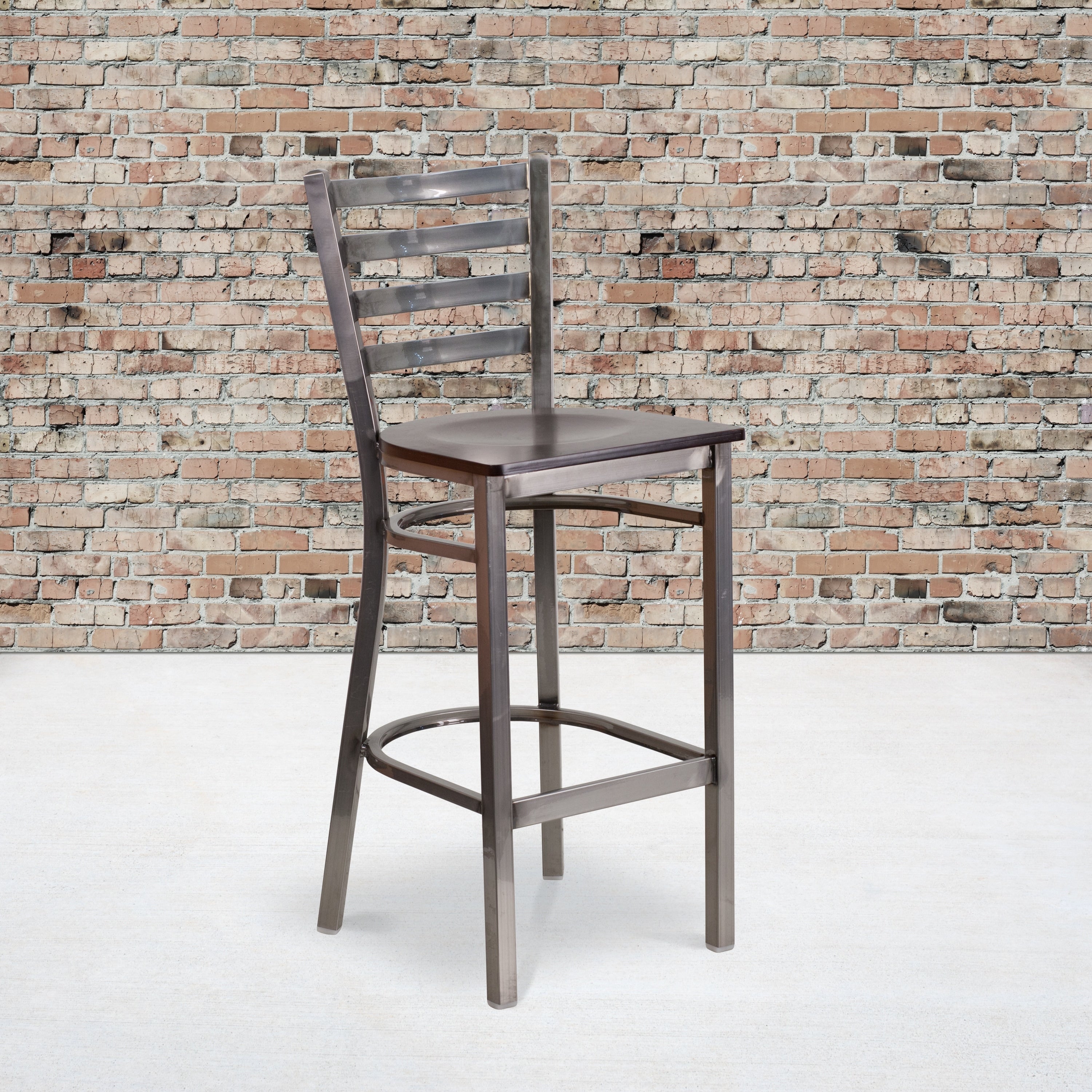Porch Den Maddux Metal Wood Ladder Back Bar Stool
