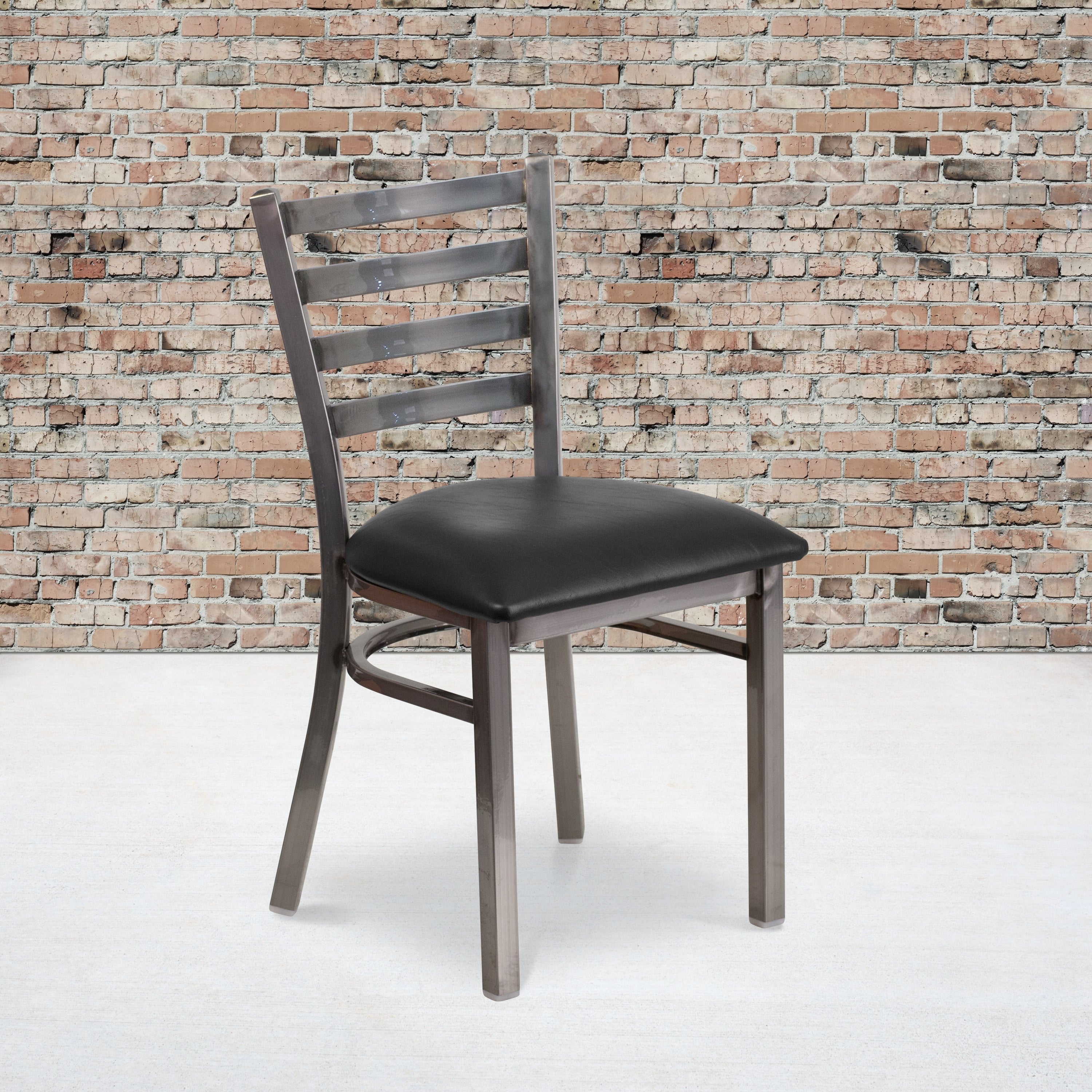 Clear Coated Ladder Back Metal Restaurant Chair