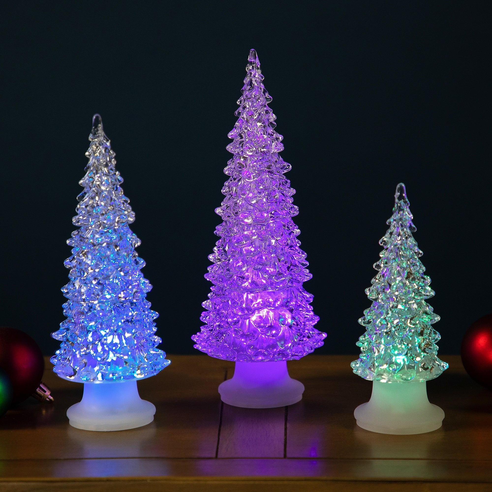 Set Of 3 Color Changing Led Lighted Christmas Trees