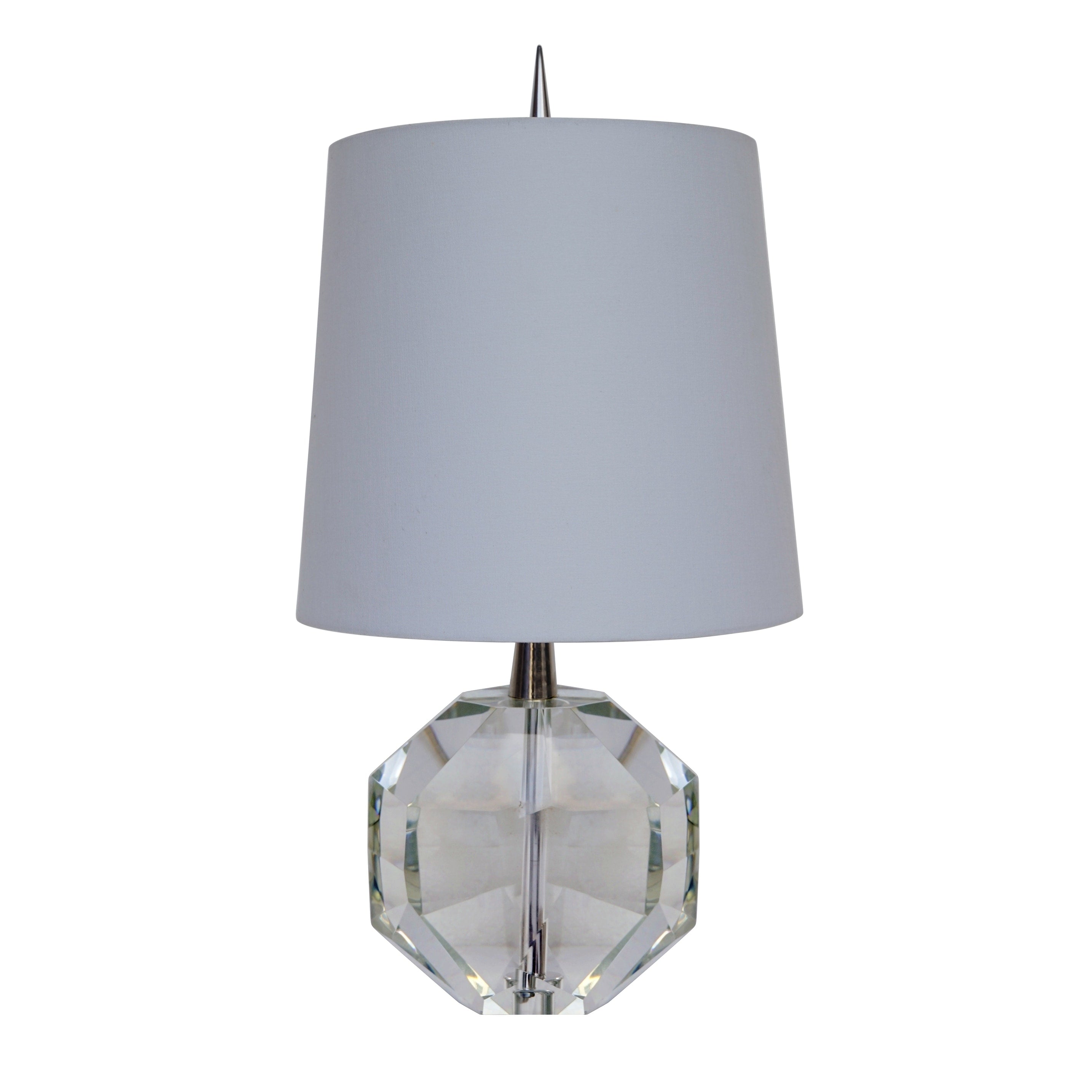 Clear Crystal Base Table Lamp With Chrome Frame