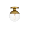 1 Light Flush Mount With 8 Inch Clear Glass