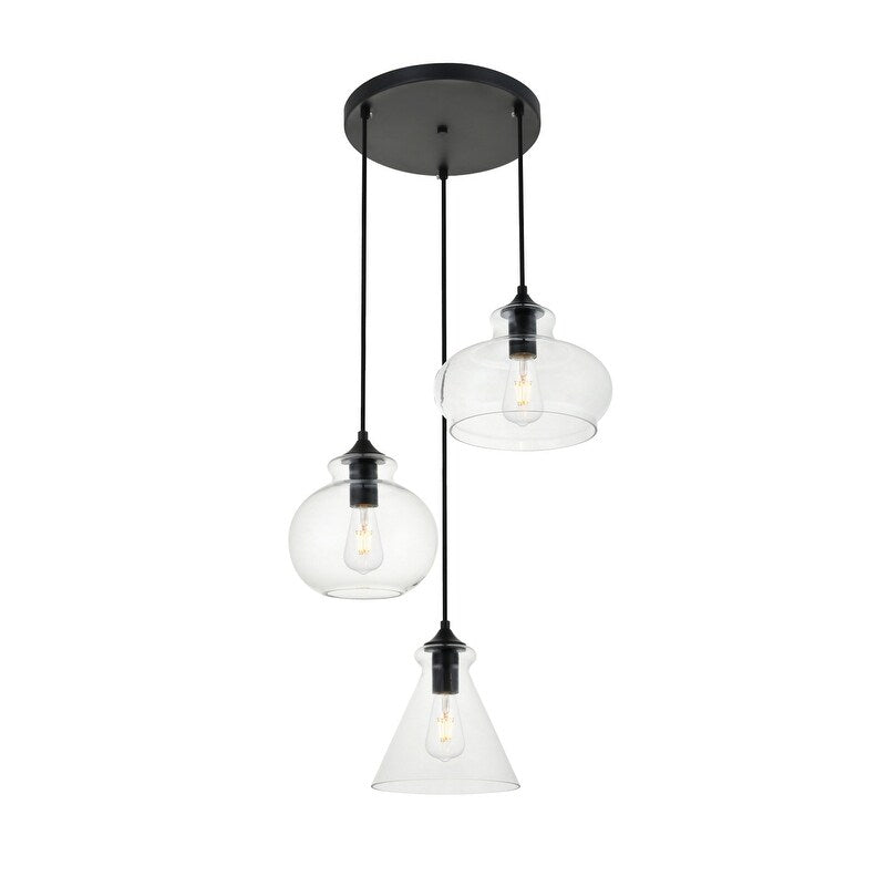3 Light 19 Inch Pendant With Clear Glass