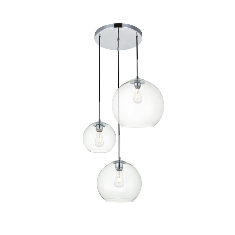 3 Light 21 Inch Pendant With Clear Glass