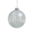 Clear And Silver Glitter Striped Glass Ball Christmas Ornament 4 100Mm N A