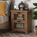 Clement Rustic Transitional Medium Oak Finished Spindle Nightstand
