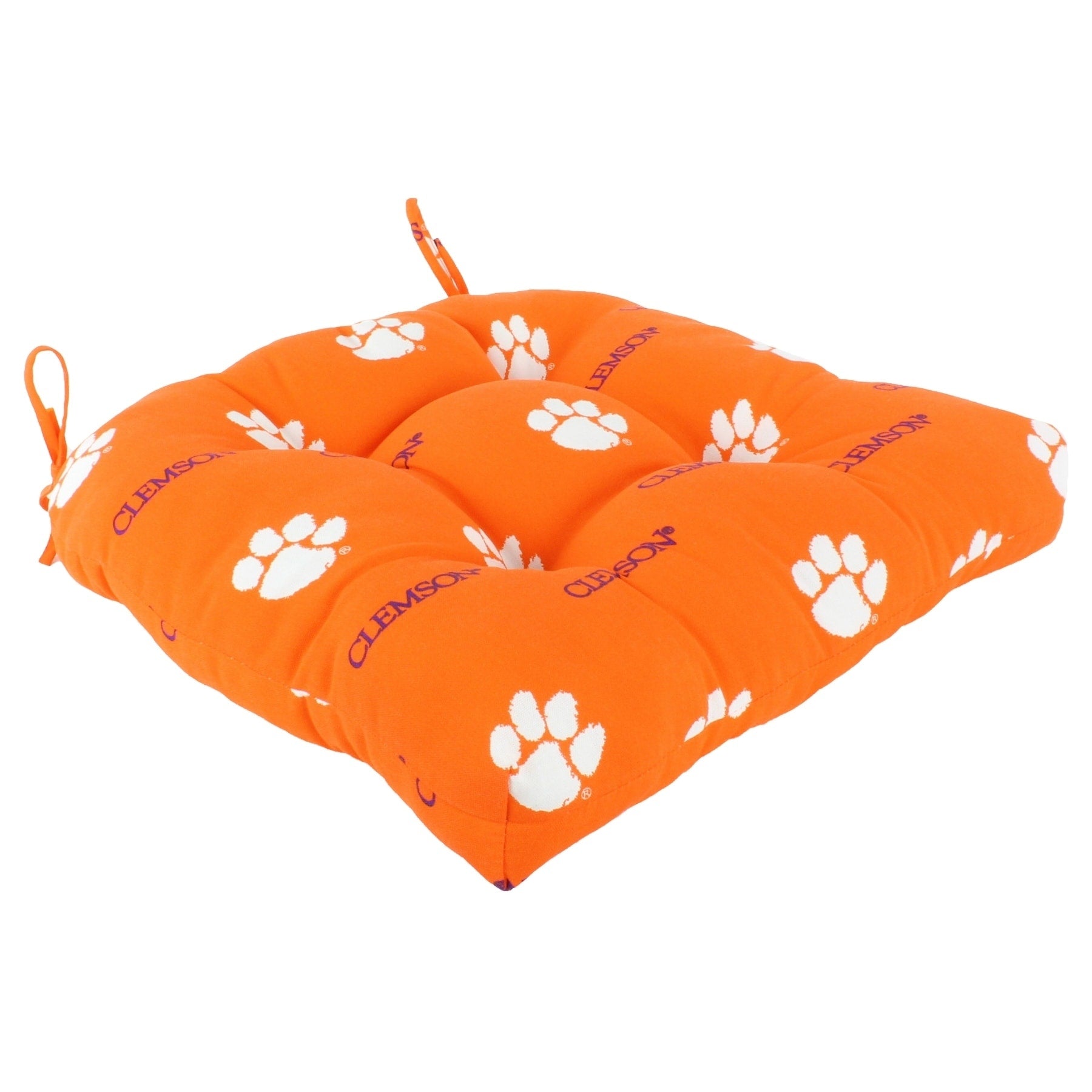 Clemson Tigers Indoor Outdoor Seat Cushion Patio D Cushion 20 X 20 2 Tie Backs 20 X 20 X 3