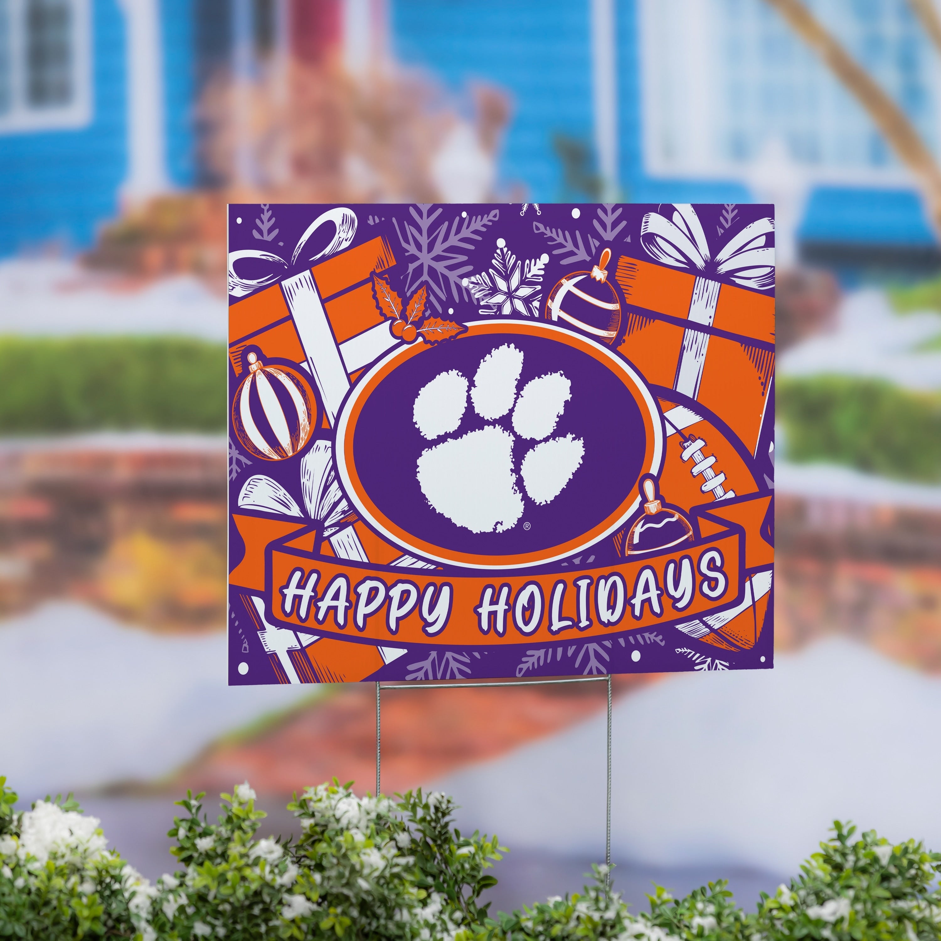 Clemson University Yard Sign Happy Holidays 24 X 18