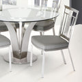 Cleo Contemporary Dining Chair In Grey Leatherette And Stainless Steel Set Of 2