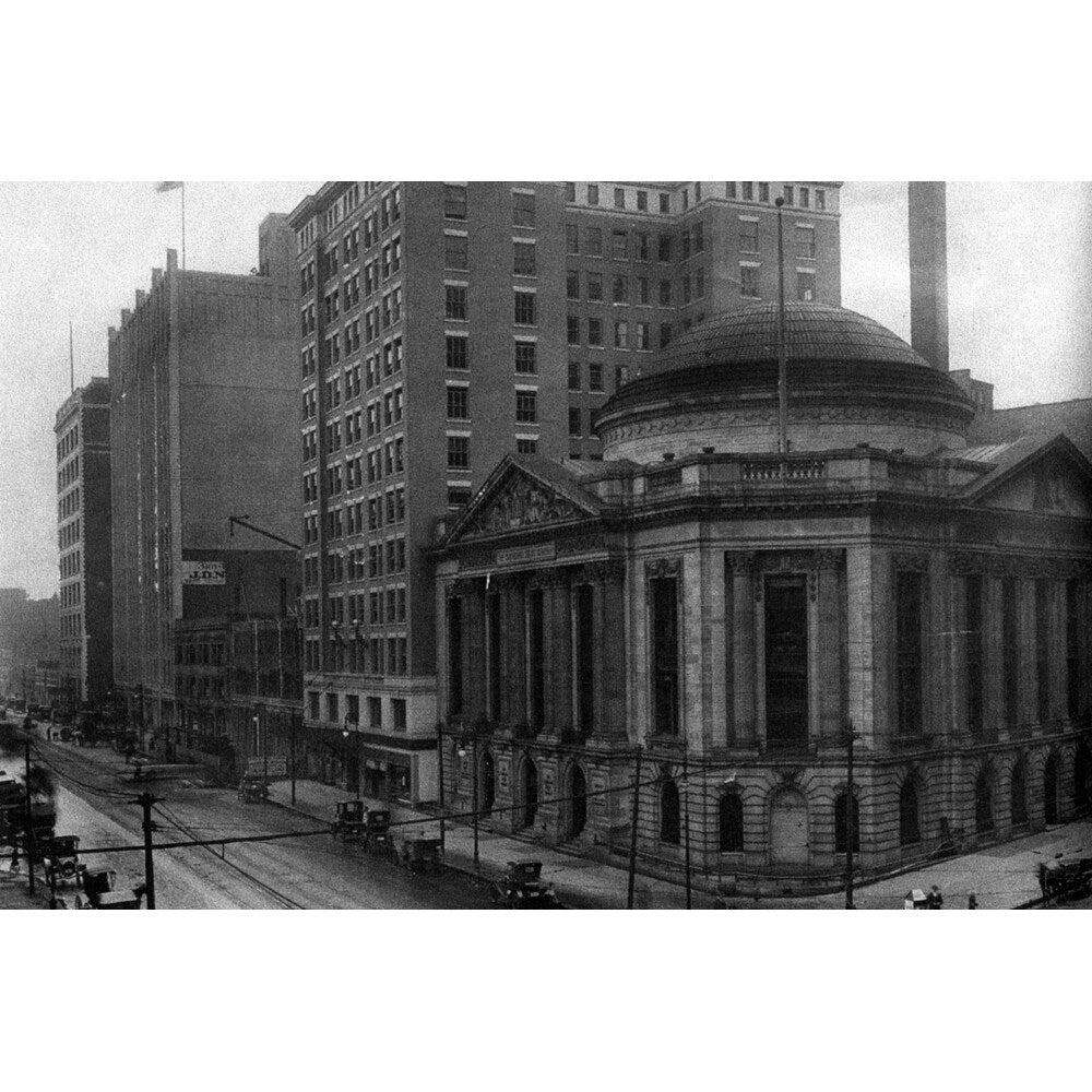 Cleveland Trust Bank Black And White Gallery Wrapped Canvas
