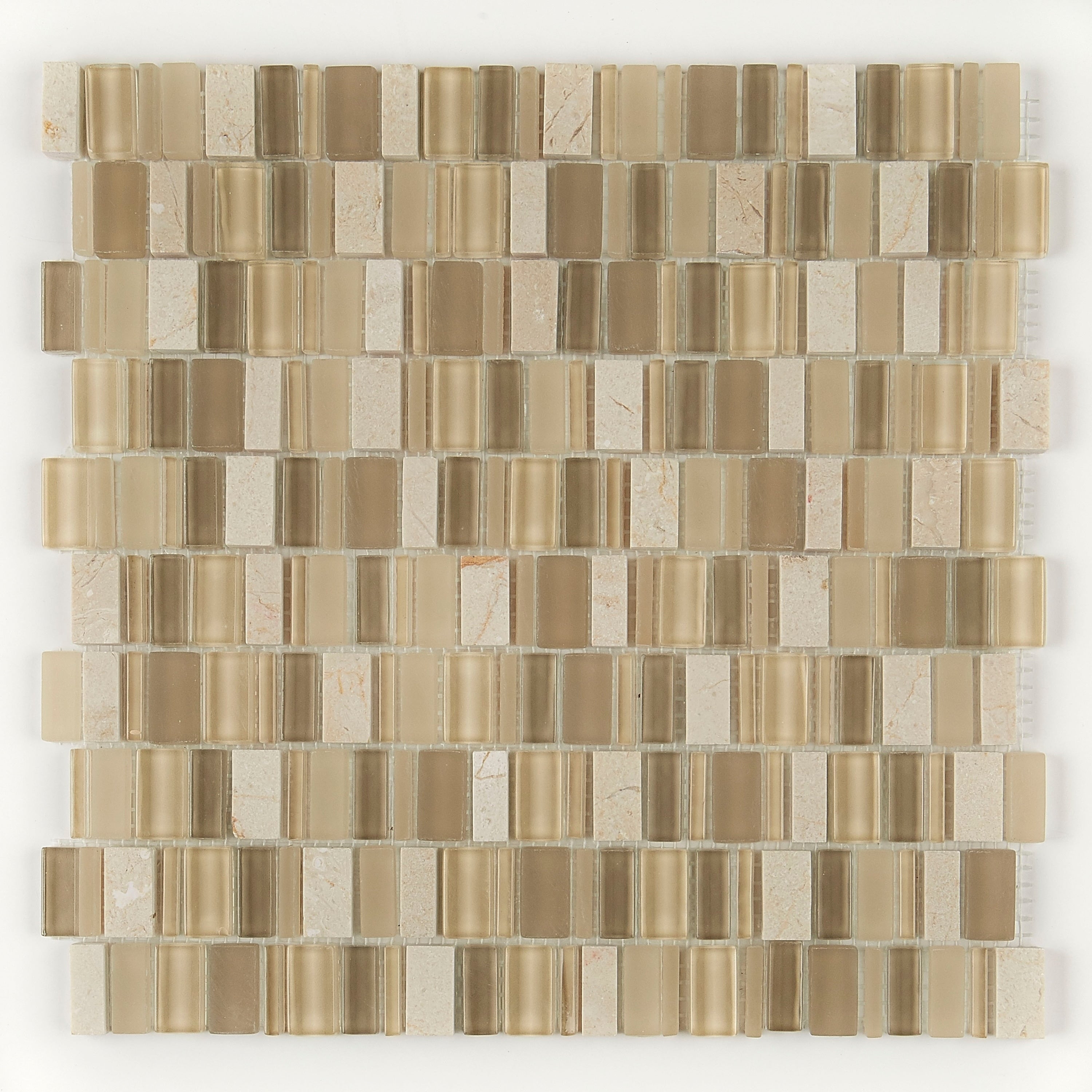 Clio Mosaics 1 X Random Mosaic Glass And Stone Tile In Nox 12X12