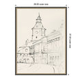 Clock Tower In Quiet Street By Pi Studio Framed Mounted Canvas Wall Art Print