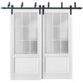 Closet Frosted Glass Barn Bypass Doors Felicia 3309 White 6.6Ft Rails Hardware