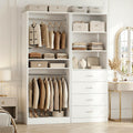 Closet System With Wooden Drawers And Hanging Rods Wardrobe Closet Organizer With Adjustable Shelves