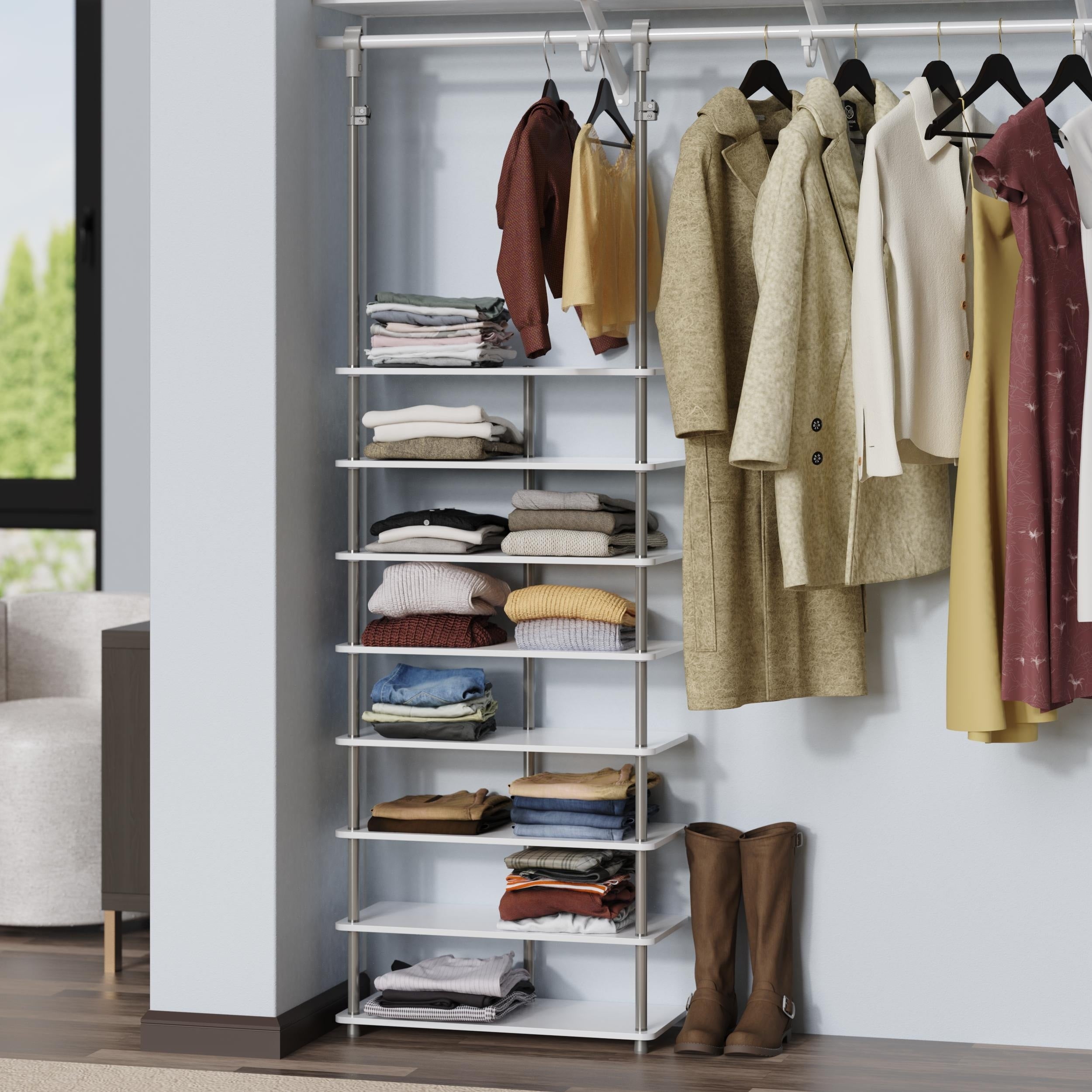 Closetmaid Maximizer 8 Shelf Adjustable No Tool Assembly Closet Organizer