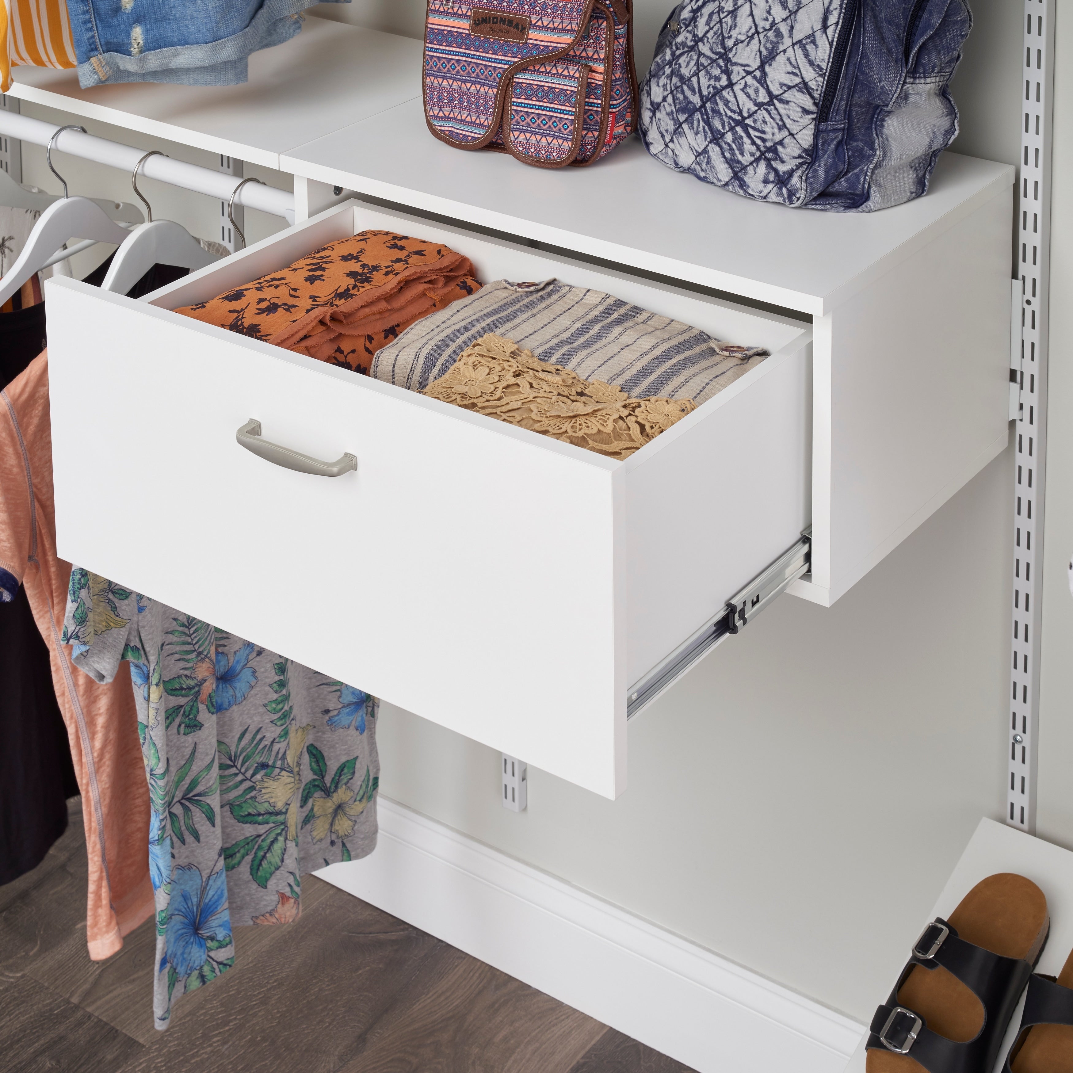 Closetmaid Shelftrack Wood White Drawer Add On For Closet Organizer