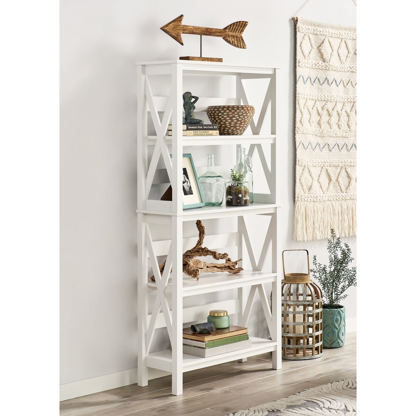 The Gray Barn Xanadu Hill X Frame 5 Tier Bookshelf