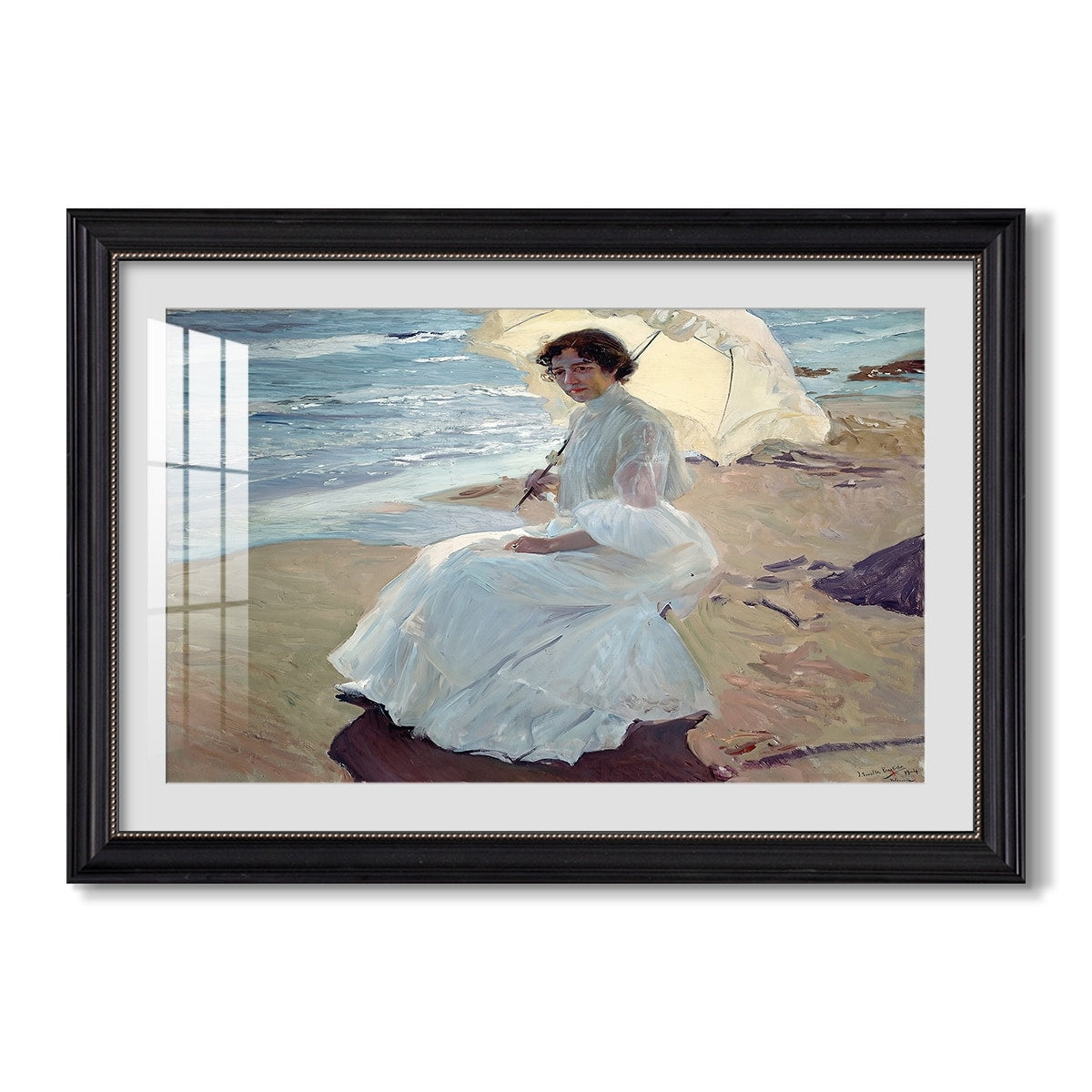Clotilde On The Beach 1904 Joaquin Sorolla Custom Framed Print