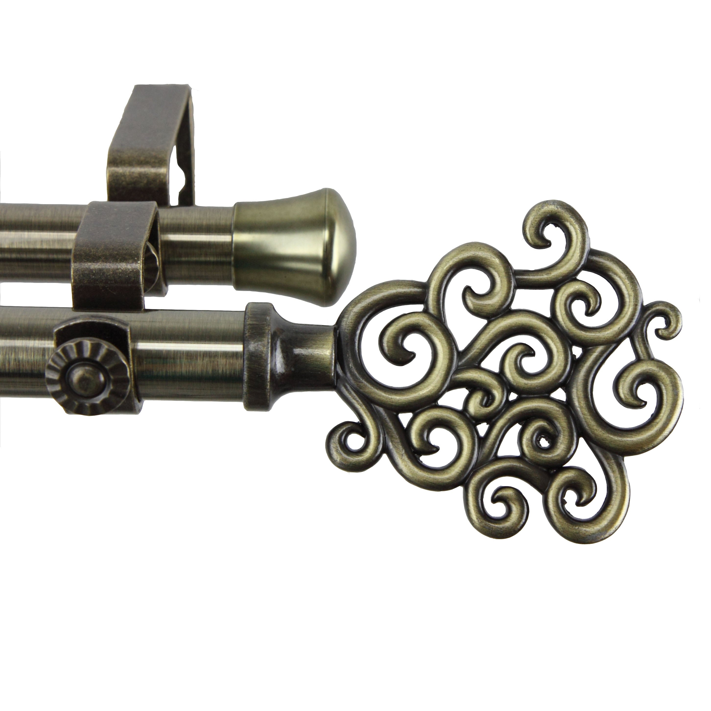 Instyledesign Cloud Antique Brass Adjustable Double Curtain Rod Set