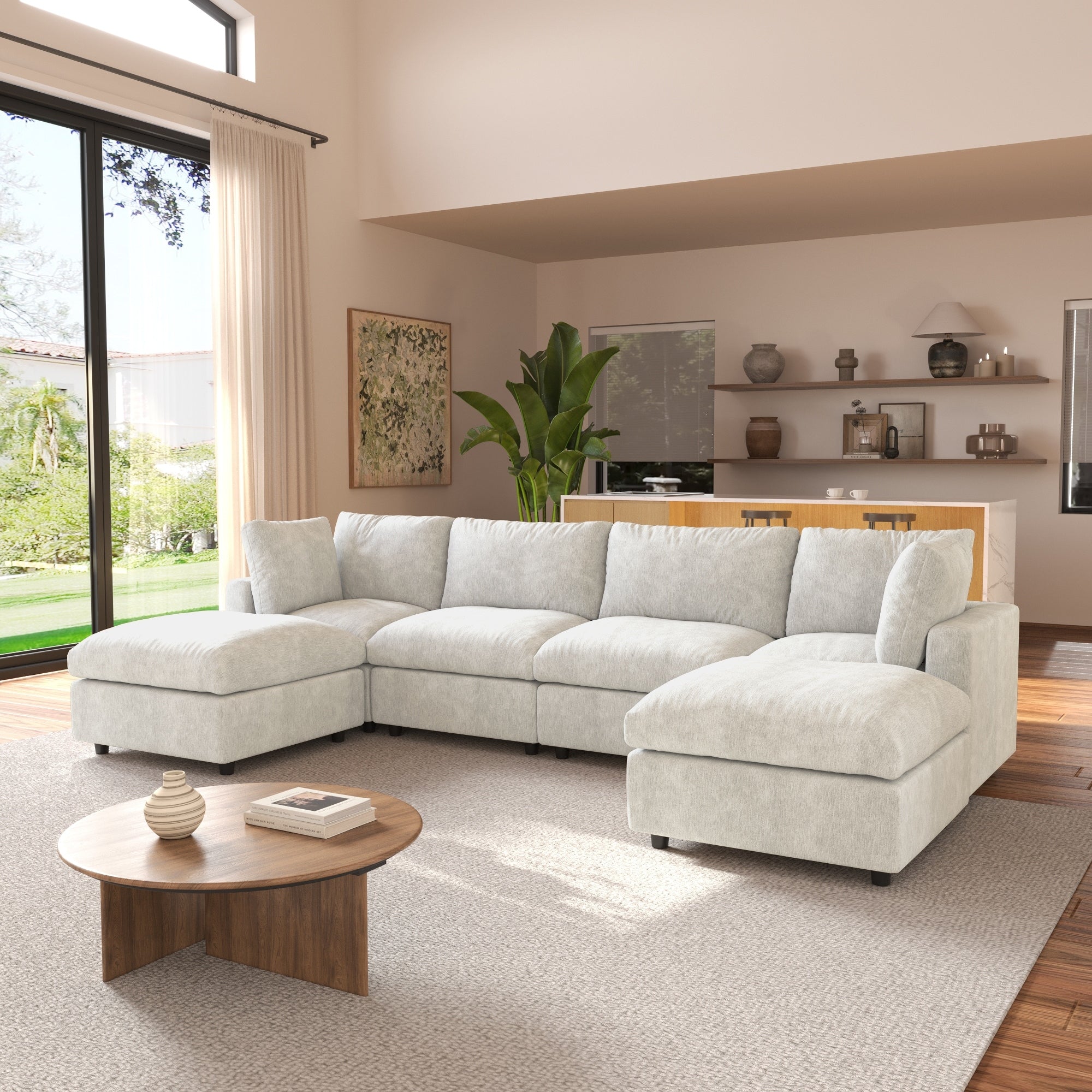 Cloud Couch Modular Sectional Sofa 134 U Shaped Couch For Livingroom Oversized Convertible Wide Seater With 2 Ottomans