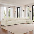 Cloud Like Flannel Fabric Modular Sectional Sofa With Ottoman